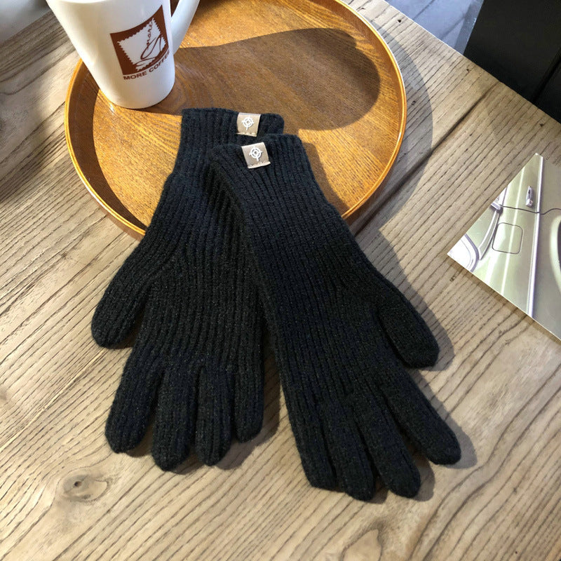 Winter Solid Color Knitted Gloves For Men And Women