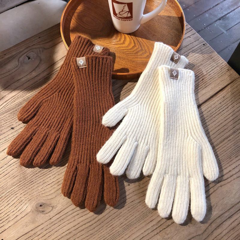 Winter Solid Color Knitted Gloves For Men And Women