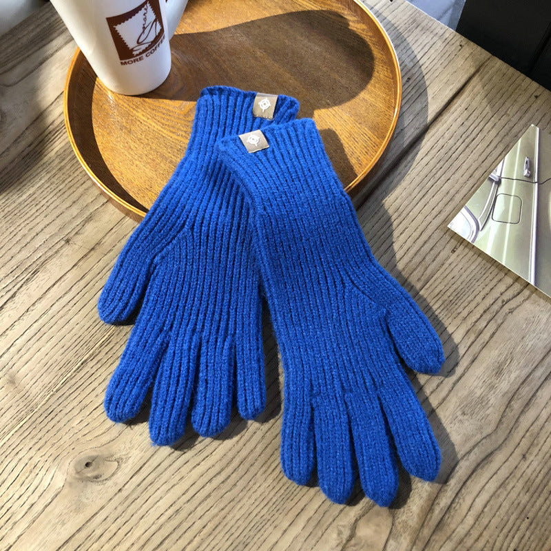 Winter Solid Color Knitted Gloves For Men And Women
