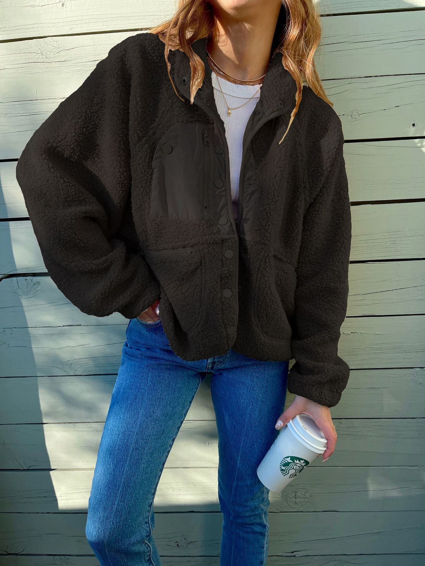 Women's Fashion Short Cardigan Plush Jacket