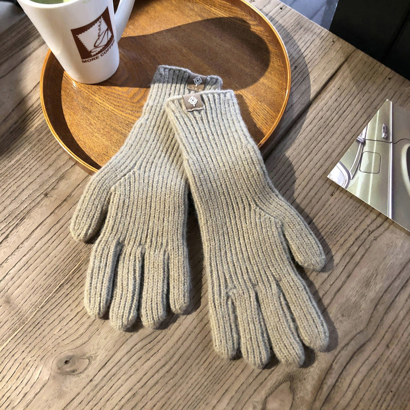 Winter Solid Color Knitted Gloves For Men And Women
