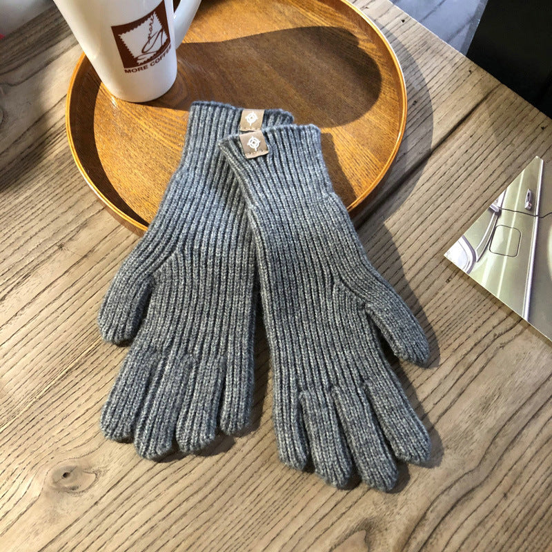 Winter Solid Color Knitted Gloves For Men And Women