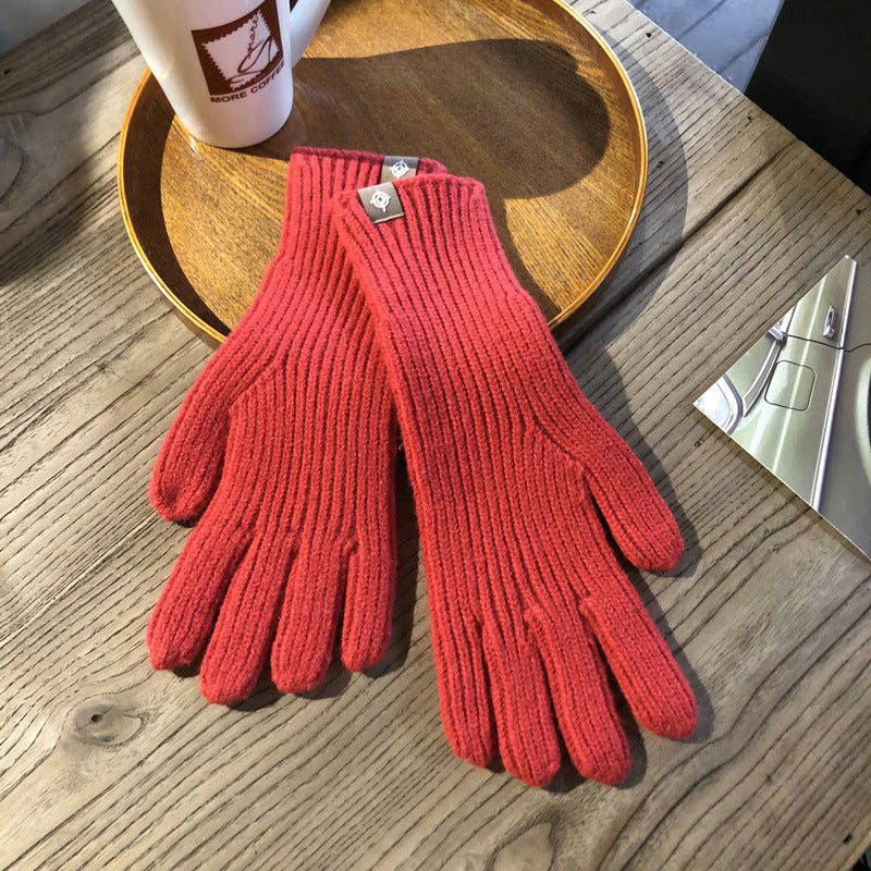 Winter Solid Color Knitted Gloves For Men And Women