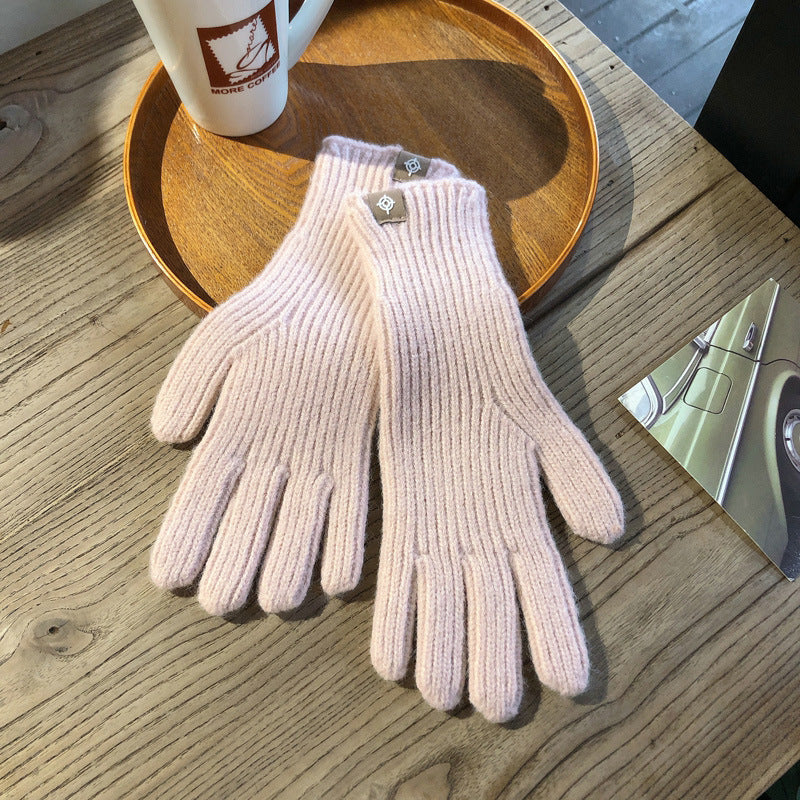 Winter Solid Color Knitted Gloves For Men And Women